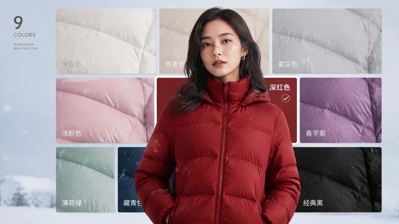 AI模特换装案例复盘：一件羽绒服改出九个颜色版本