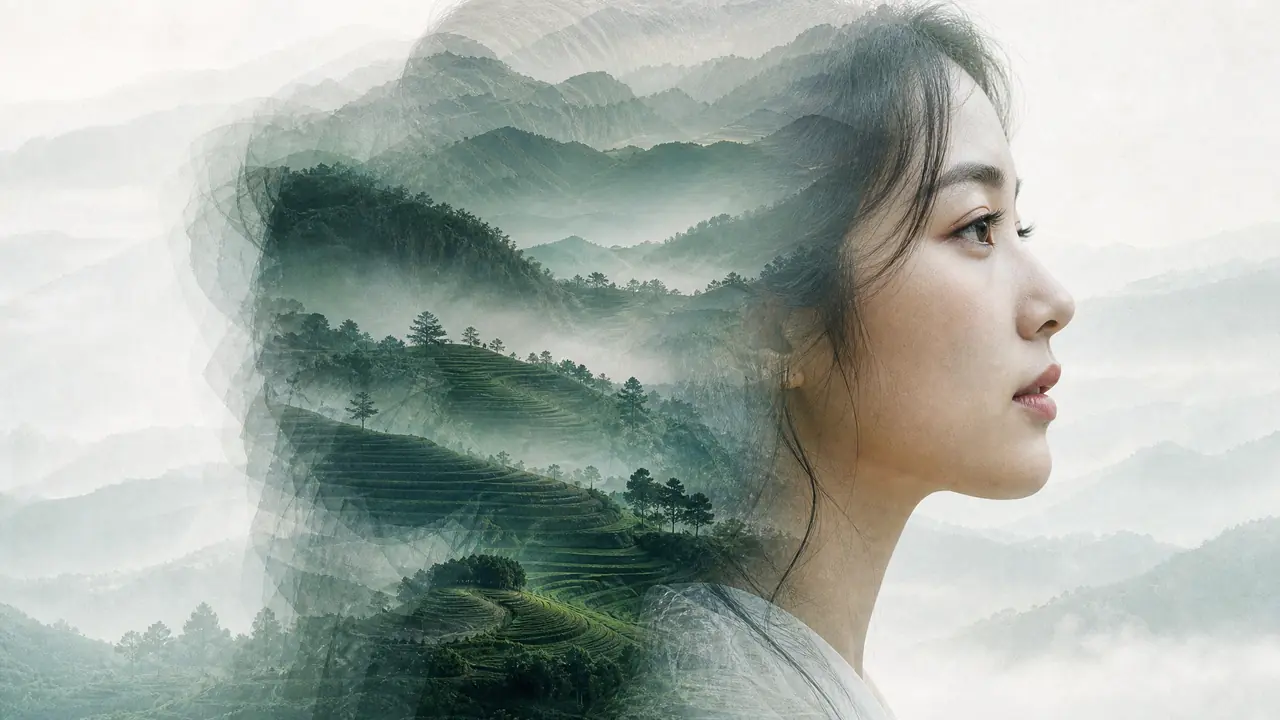 ai双重曝光模特出图实测：给山系茶饮品牌叠80张图，我摸出一条保脸底线